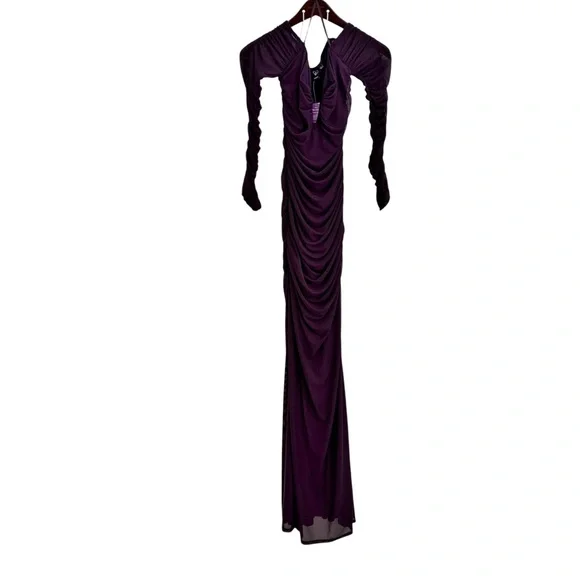 NWT Windsor Marla Mesh Off-The-Shoulder Formal Dress Size Large Purple Plum Long - Picture 5 of 12